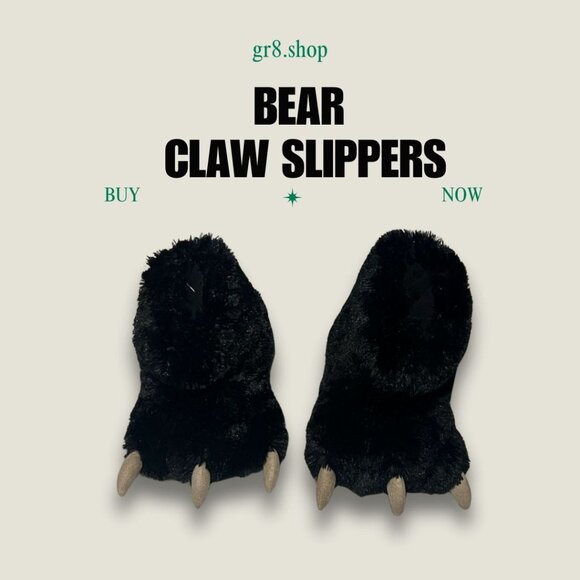 Kids Bear Claw Slippers M Size 13-3 100% Polyester Plush Black Fun Costume Acces - Picture 1 of 4